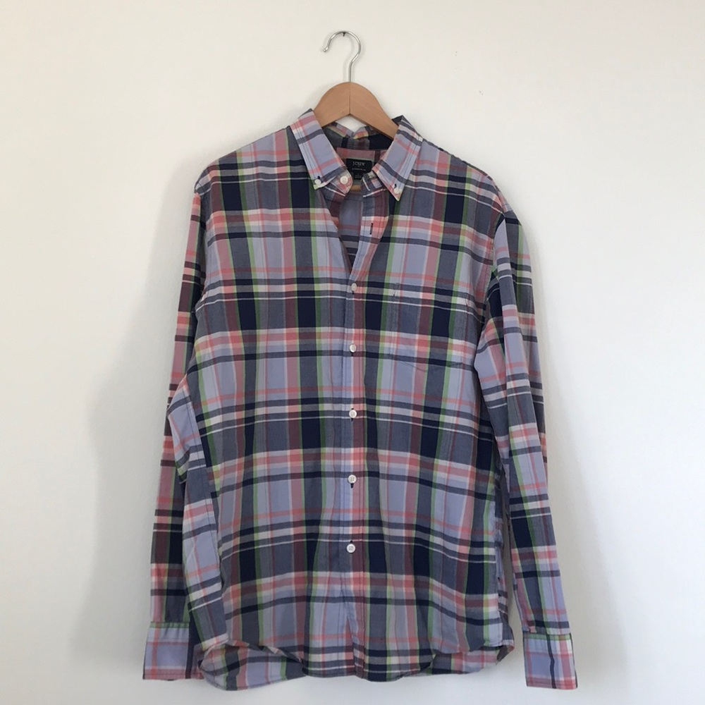 Jcrew summer plaid men’s button down casual shirt
